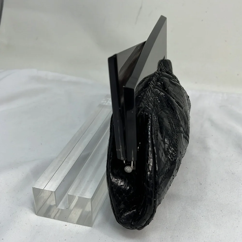 Black Python and Gray Lucite Clutch Bag Purse